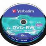 DVD-RW lemez, újraírható, 4, 7GB, 4x, 10 db, hengeren, VERBATIM fotó