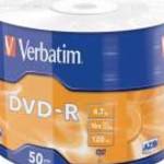DVD-R lemez, 4, 7GB, 16x, 50 db, zsugor csomagolás, VERBATIM fotó