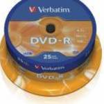 DVD-R lemez, AZO, 4, 7GB, 16x, 25 db, hengeren, VERBATIM fotó