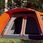vidaXL 9 személyes szürke és narancs felugró családi sátor tornáccal fotó
