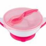 BabyOno tányér - tapadó aljú, fedeles, kanállal rózsaszín 1063/03 fotó