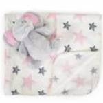 Cangaroo Ajándékdobozos plüss takaró (90x75 cm) - Plüss elefánt játékkal - Rózsaszín csillagok fotó