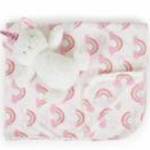 Cangaroo Ajándékdobozos plüss takaró (90x75 cm) - Plüss unikornis játékkal - Rózsaszín szivárványok fotó