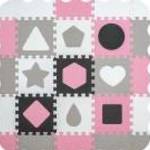 Habszivacs puzzle szőnyeg Milly Mally Jolly 3x3 Shapes Pink Grey - MILLY MALLY fotó