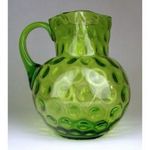 0G113 Antik 1800-as évekből származó nagyméretű zöld színű fújt huta üveg kancsó fotó