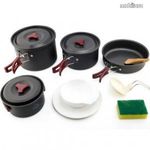 WIDESEA WSC-204J kemping edénykészlet 3-4 személyes, könnyű piknik túra főzőedény serpenyő - piros fotó