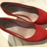 OLCSÓBB LETT! Piros velúrbőr elegáns magassarkú cipő 39-es fotó