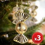 Karácsonyi Karácsonyfadísz szett - szaloncukor - akasztóval - arany - 11 x 4 cm fotó
