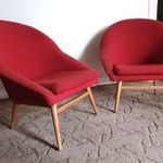 Retro piros kagyló fotel kárpitos szkáj fotel Kádár kor szocialista dizájner lakberendezés romkocsma fotó