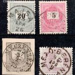 1881+ bélyegzések MAJSA / MOSON-KÖRTVÉLYES MECZENZÉF / ABAUJ. M. / MEZŐ-BERÉNY Gudlin 155p (d36) fotó