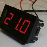 Digitális hőmérő -40..+110 Celsius 1m-es érzékelő vezetékkel 12V DC tápfeszültség piros LED kijelző fotó