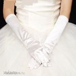 Menyasszonyi hosszú fazonú szatén selyem kesztyű, FEHÉR fotó