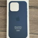 Apple logós iphone 15 Pro szilikon tok viharkék magsafe fotó