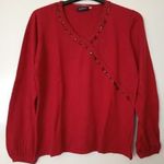 CANDA C&A piros, kövekkel díszített pulóver, alkalomra is, L-es fotó