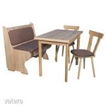 Konyhai pad 2 székkel + asztal, Adela, sonoma + barna, 92 x 58 x 88 cm 3C fotó