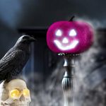 Halloween-i RGB LED dekor - habszivacs tök - lila - 11 cm fotó