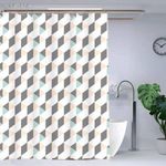 Textil hatású műanyag zuhanyfüggöny 180 x 180 cm - kockák fotó