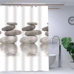 Textil hatású műanyag zuhanyfüggöny 180 x 180 cm - kövek fotó