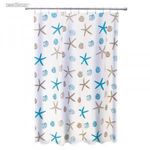Textil hatású műanyag zuhanyfüggöny 180 x 180 cm - tengeri csillagok fotó