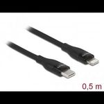 Delock 86636 USB-C - Lightning adat- és töltőkábel 0, 5m fekete (D86636) fotó