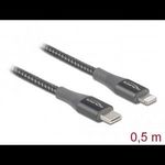 Delock 86630 USB-C - Lightning adat- és töltőkábel 0, 5m szürke (D86630) fotó