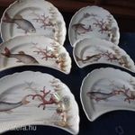 6 db régi Willeroy Boch halas - csontos tányér készlet érett majolika fotó