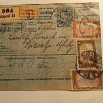 V0476 Csomagszállító 1921- utánvét -Budapest - Sátoraljaújhely, Lászlófi Henrik -bélésáru fotó