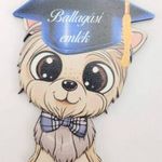 Masnis yorki kutyus tábla ballagó kalapos - Feliratos fotó