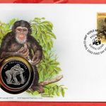 1986. Sierra Leone , 30 éves a WWF emlékérmes boríték - csimpánz majom ( CuNi) fotó