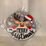 Karácsonyi ajtódísz dekor fából - Merry Christmas 20cm Rénszarvas akasztóval fotó