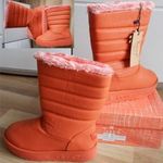 ÚJ! 38 kényelmes új hótaposó bundás csizma narancssárga női csizma ÚJ! fotó