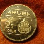 Aruba nagy nikkel-acél 2 1/2 florin 1987 csak 31.651 db-ot vertek ebben az évebn ! fotó