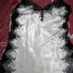 fehér selyem fekete csipkés oldalt fűzős hálóing 16 / 44 h: 75 cm fotó