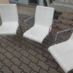 Pedrali Kuadra fehér bőr székek krómozott karfás - használt irodabútor fotó
