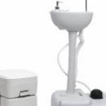 vidaXL hordozható kemping-WC és -kézmosóállvány fotó