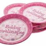 "Boldog Születésnapot" 23 cm-es rózsaszín papír tányér - Egyéb gyártó fotó