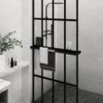 vidaXL fekete ESG üveg és alumínium zuhanyfal polccal 100 x 195 cm fotó