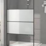 vidaXL fekete selyemmatt ESG üveg zuhanyfal 115 x 195 cm fotó