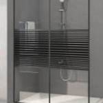 vidaXL fekete átlátszó ESG üveg zuhanyfal 140 x 195 cm fotó