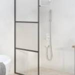 vidaXL fekete selyemmatt ESG üveg zuhanyfal 90x195 cm fotó