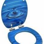 vidaXL kék vízcseppmintás MDF WC-ülőke lassan csukódó fedéllel fotó
