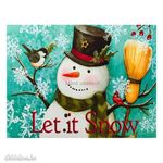 Karácsonyi lábtörlő - Hóember seprűvel 60x40 cm fotó