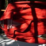 40-es piros ballon női kiskabát eladó. fotó