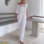 új oversize fehér maxi ruha M és L-XL méretben fotó