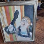Énekesnő című 48x58 cm-es olajfestmény antikolt keretben eladó fotó