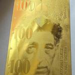 24 K arany bankjegy --Svájc 100 Frank fotó