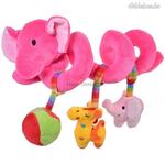 Rózsaszín elefántos kiságy játék spirál 27cm fotó