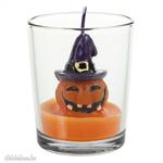 Halloween gyertya tökkoponya 3D üvegben 5.5x6.5cm fotó