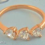 ÚJ szív formájú szikrázóan csillogó cirkónia köves rózsaszín arany színű gyűrű 19mm fotó