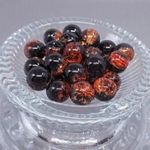 Üveggyöngy narancs-fekete (30 darab) 8 mm fotó